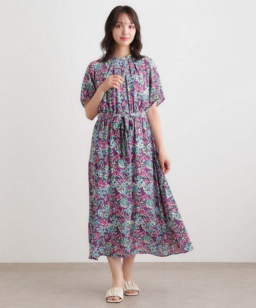LAURA ASHLEY ワンピース 「WEB限定／洗える」ハニーボーン柄