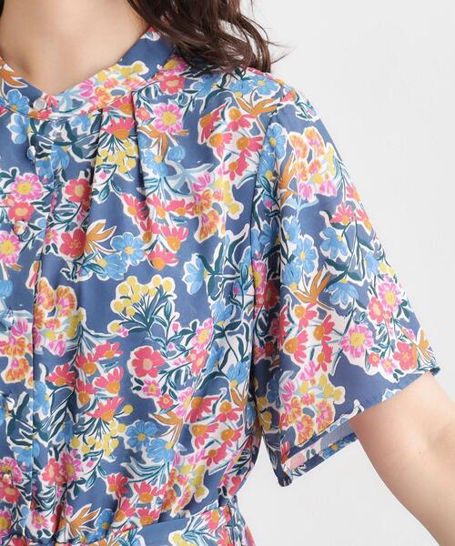 【LAURA ASHLEY】　ロングワンピース 半袖 膝丈 総柄 LAURA ASHLEY】 ロングワンピース 半袖 膝丈 総柄 レディース