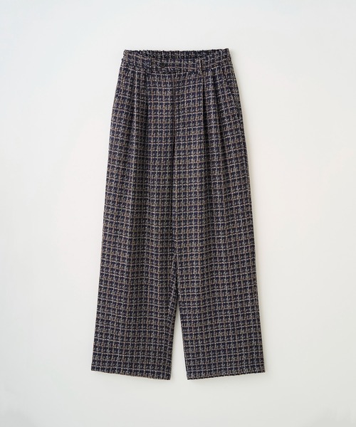 un/unbient アン 日本製 CLASSIC WOOL TWEED 2TUCK PANTS クラシックウールツイード2タックパンツ UNAP4419 2 Black Brown Check チェック トラウザー ボトムス【新古品】【中古】【un/unbient】 juha - 2TUCK WIDE SUMMER TWEED PANTS（NAVY） | niki