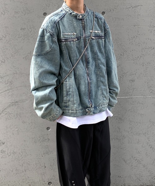 lilful デニムジャケット gジャン シルバーアクセント ケミカル