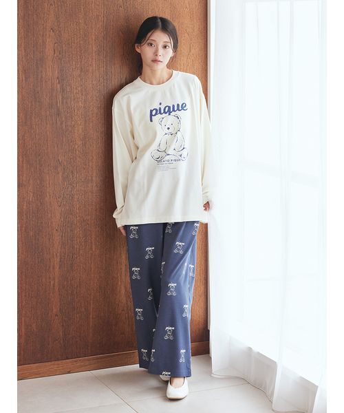 パジャマ ルームウェア 「UNISEX」総柄ロングパンツ レディース | gelato pique | 04