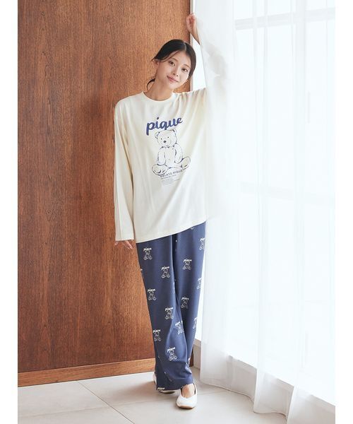 パジャマ ルームウェア 「UNISEX」総柄ロングパンツ レディース | gelato pique | 10