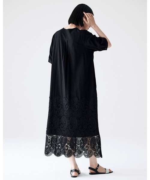 「Sunny clouds」 半袖ワンピース MEDIUM ブラック レディース_画像4