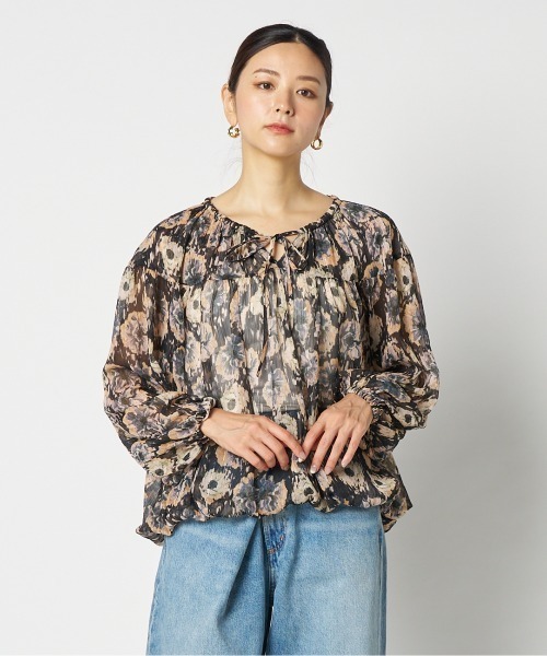 HELIOPOLE（エリオポール） ブラウス シャツ DEVEAUX PRINT GATHERED 