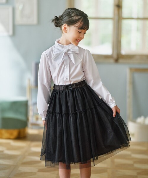 組曲（KUMIKYOKU） ブラウス シャツ 「110-140cm」 レースリボンタイ