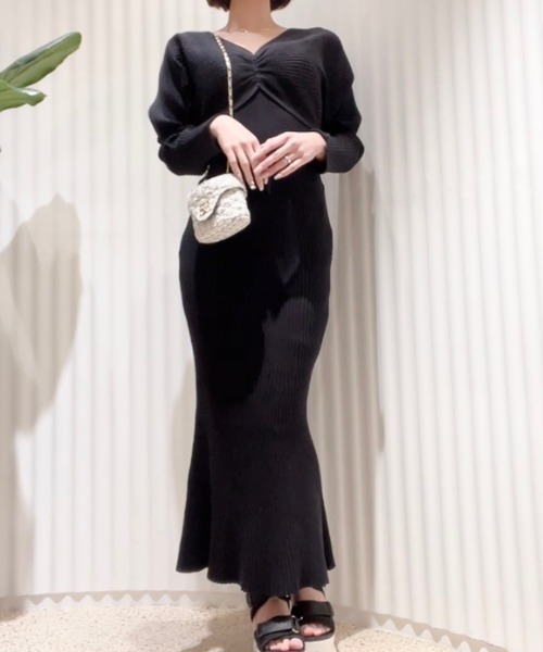 SNIDEL（スナイデル） ニットワンピース FREE ブラック レディース