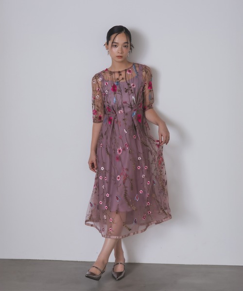 Rose of Sharon ドレス 花柄刺繍シアードレス : ZOZOTOWN Yahoo!店