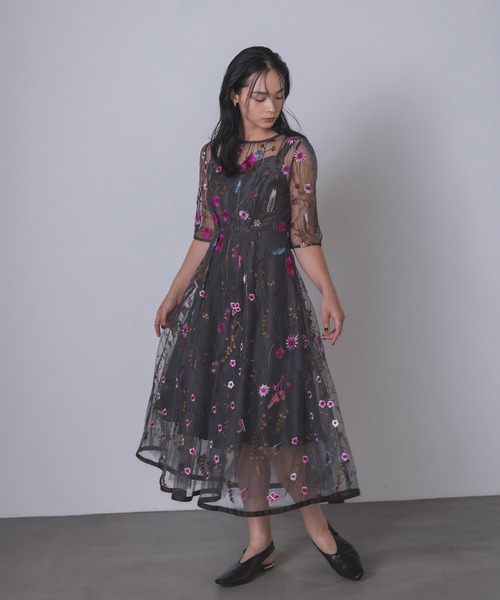 Rose of Sharon ドレス 花柄刺繍シアードレス : ZOZOTOWN Yahoo!店