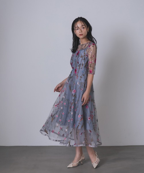 Rose of Sharon ドレス 花柄刺繍シアードレス : ZOZOTOWN Yahoo!店