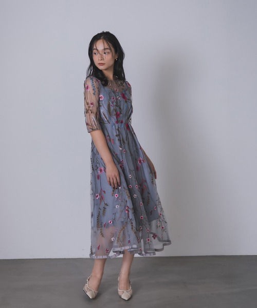 Rose of Sharon ドレス 花柄刺繍シアードレス : ZOZOTOWN Yahoo!店