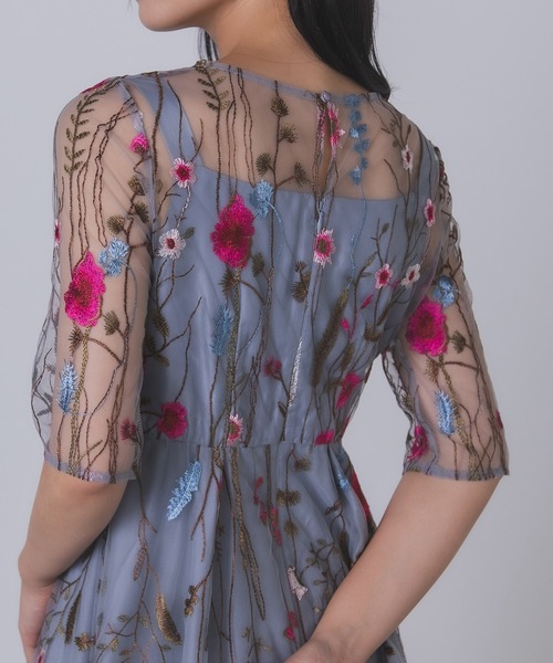 【新品】Sov. ソブ　刺繍付きシースルーブルゾン　花柄　シアー Sov. / 刺繍付きシースルーブルゾン TOPS Night STORE | ダブル