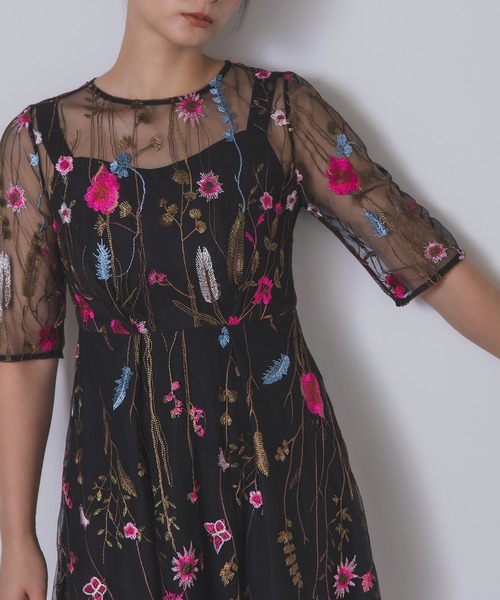Rose of Sharon ドレス 花柄刺繍シアードレス : ZOZOTOWN Yahoo!店
