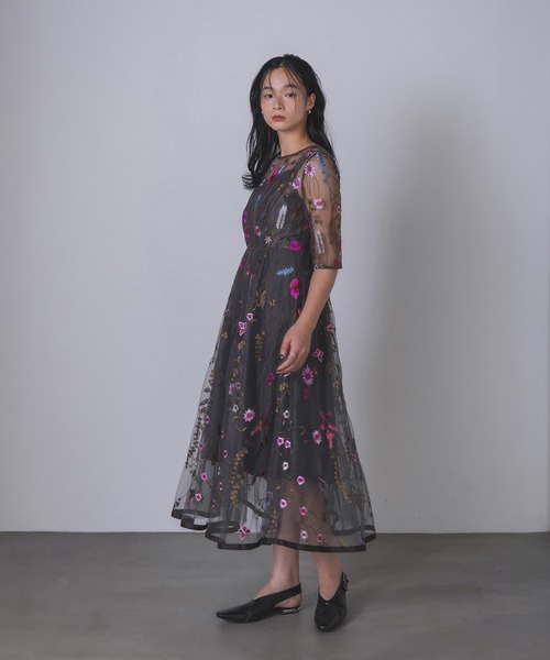 Rose of Sharon ドレス 花柄刺繍シアードレス : ZOZOTOWN Yahoo!店