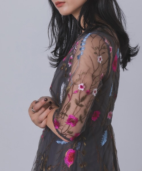Rose of Sharon ドレス 花柄刺繍シアードレス : ZOZOTOWN Yahoo!店