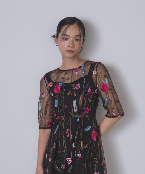 Rose of Sharon ドレス 花柄刺繍シアードレス : ZOZOTOWN Yahoo!店