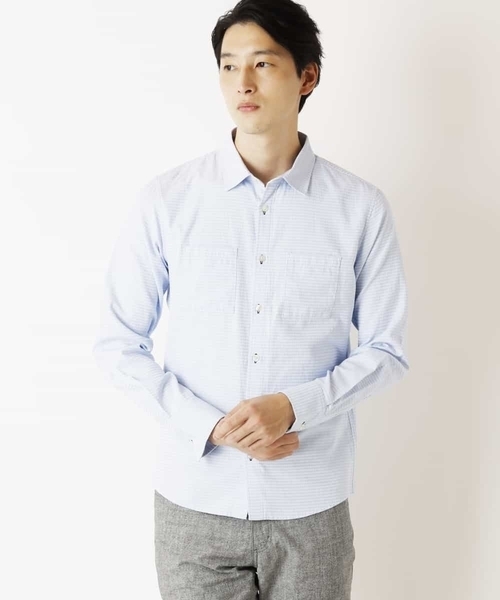 「MK MICHEL KLEIN HOMME 」 長袖シャツ 46 ネイビー メンズ_画像4