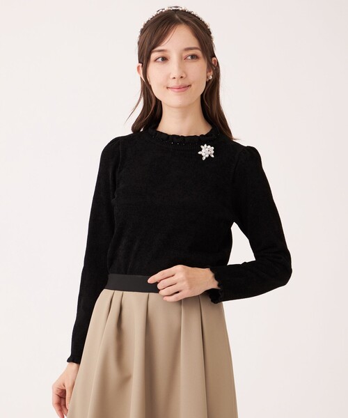 TO BE CHIC レーヨンナイロンフラワーモチーフビジューアンサンブル