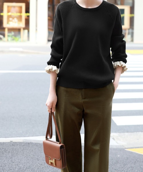 「ELFRANK」 長袖ニット FREE ブラック レディース_画像4