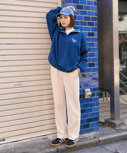 美品 セットアップ nagonstans フリースアノラックプルオーバートップス FREAK'S STORE（フリークスストア） カレッジロゴ フリース スナップ