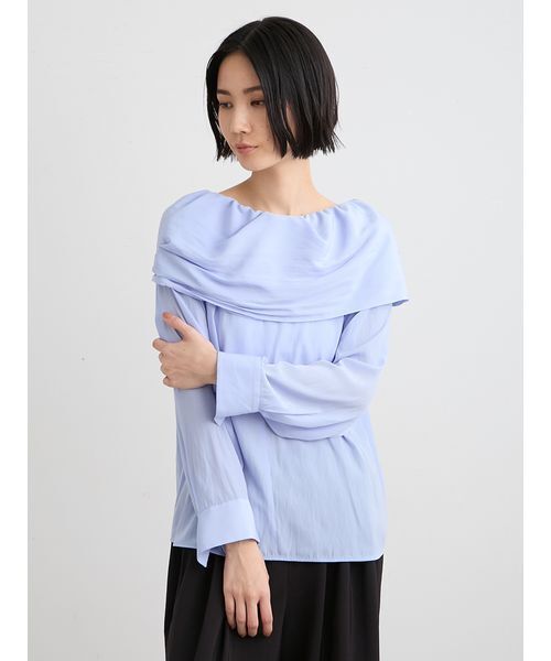 ミースロエ　サテンシャツ MIESROHE（ミースロエ） ブラウス シャツ 「洗える」オフショルダー