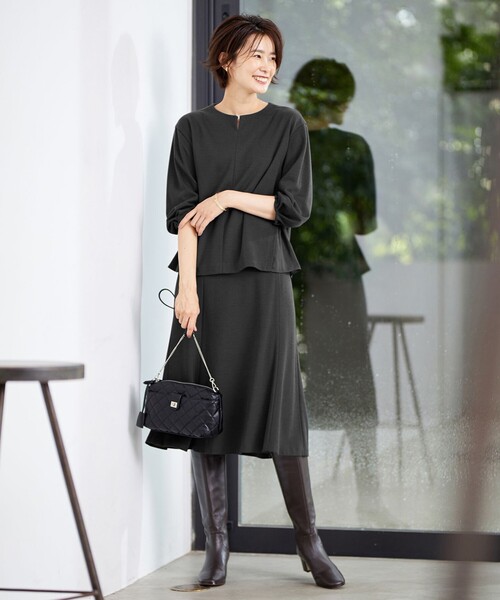 「J.PRESS」 7分袖カットソー T15 ブラック レディース_画像2