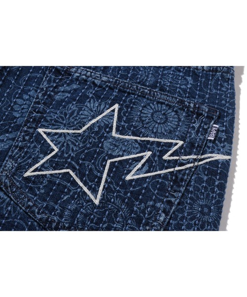 ま*こ様 a bathing ape 総柄デニム インディゴ A BATHING APE（アベイシングエイプ） ジーンズ JAPANESE INDIGO ART