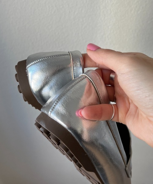 「wee9s」 フラットパンプス 26cm シルバー レディース_画像9