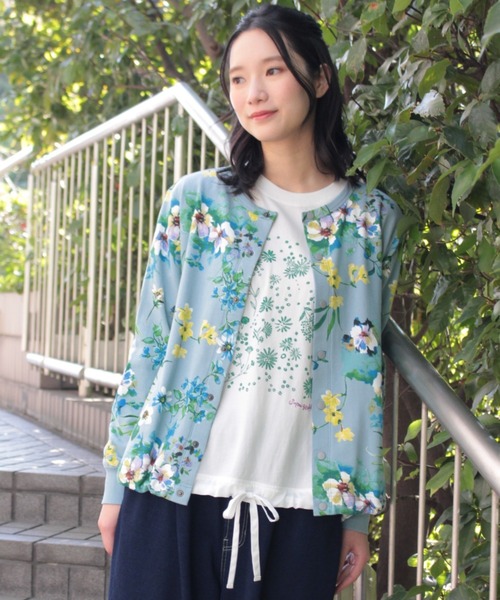新品 SUPER HAKKA スーパーハッカ スナップボタン カーディガン SUPER HAKKA（スーパーハッカ） tシャツ フロラフロートプリント裏毛