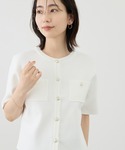 カーディガン 半袖 入学式 ミラノリブ金ボタン...の詳細画像3