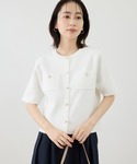 カーディガン 半袖 入学式 ミラノリブ金ボタン...の詳細画像4