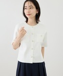 カーディガン 半袖 入学式 ミラノリブ金ボタン...の詳細画像5