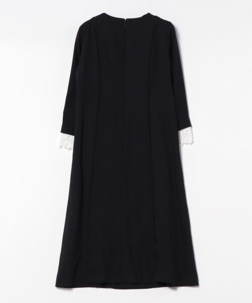 「REPLETE」 7分袖ワンピース L ネイビー レディース_画像2