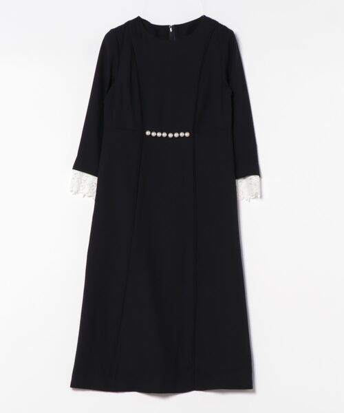 「REPLETE」 7分袖ワンピース L ネイビー レディース_画像3