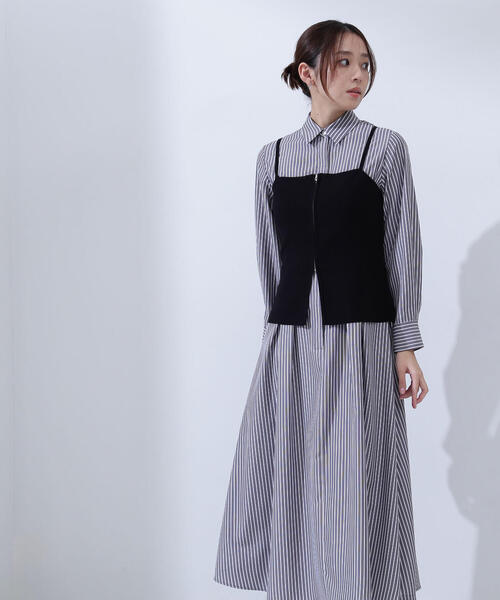 「NATURAL BEAUTY BASIC」 コンビワンピース SMALL ブルー レディースの画像