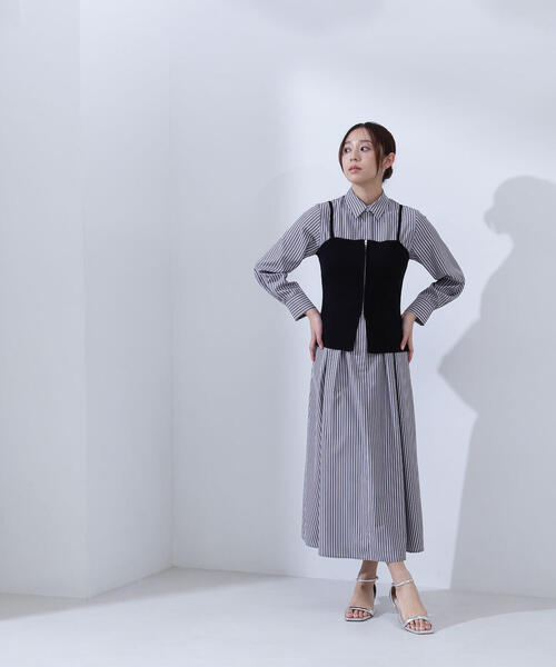 「NATURAL BEAUTY BASIC」 コンビワンピース SMALL ブルー レディースの画像