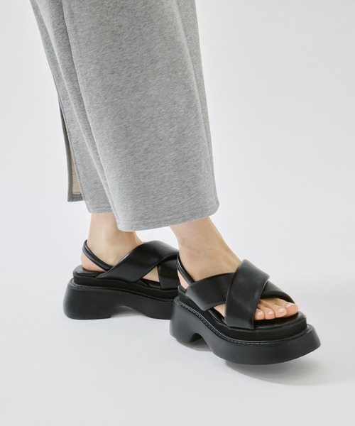 【試着のみ】 STUDIOUSクロスストラップレザーサンダル STUDIOUS（ステュディオス） 厚底 サンダル 「STUDIOUS/ステュディオス