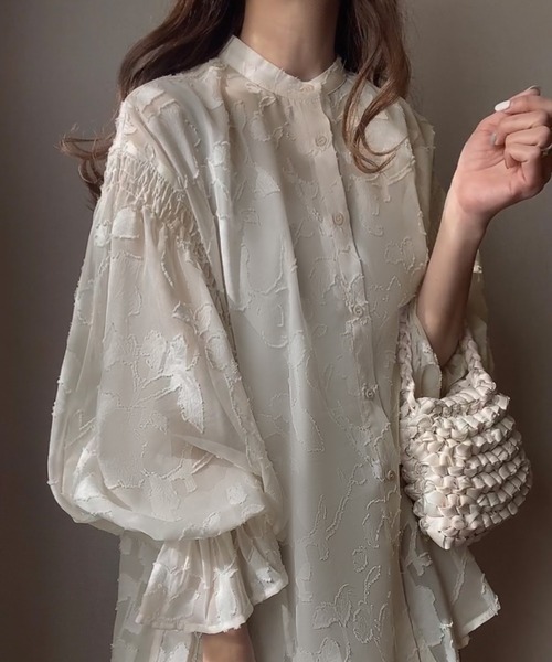 「FILLOU」 長袖ブラウス LARGE ネイビー レディース_画像4