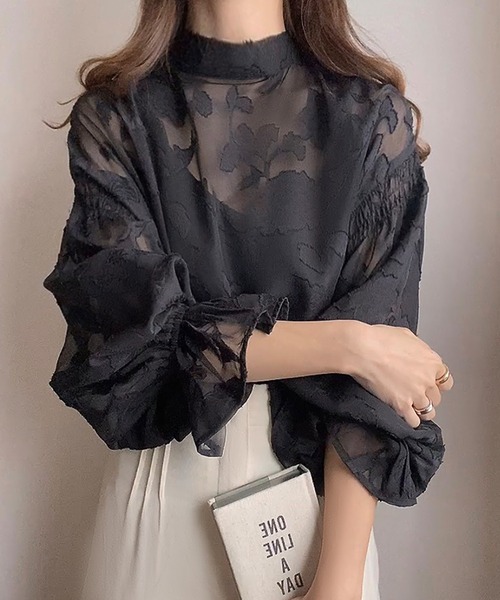 「FILLOU」 長袖ブラウス LARGE ネイビー レディース_画像9