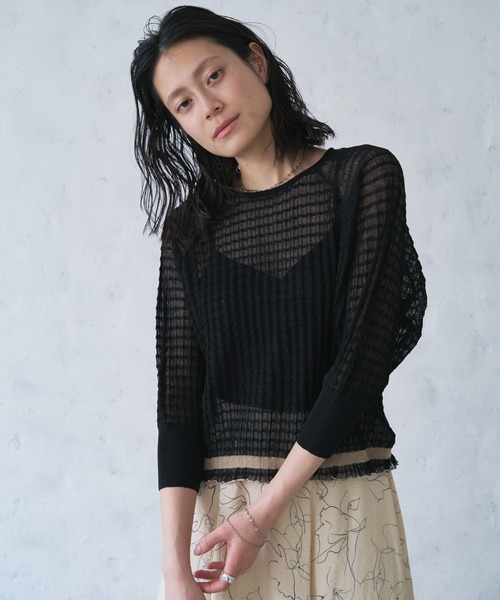 「Audrey and John Wad」 7分袖ニット FREE ライトブラウン レディース_画像6