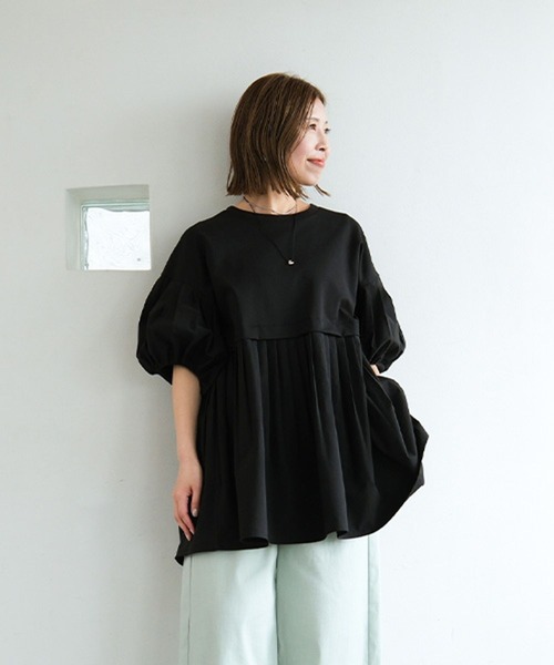tシャツ 「CLIP BY STAFF/MINAKO企画」プリーツ切り替えプルオーバー レディースの画像