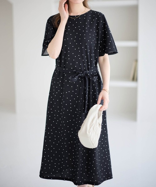 「alotta」 半袖ワンピース LL ブラック×ホワイト レディース_画像8