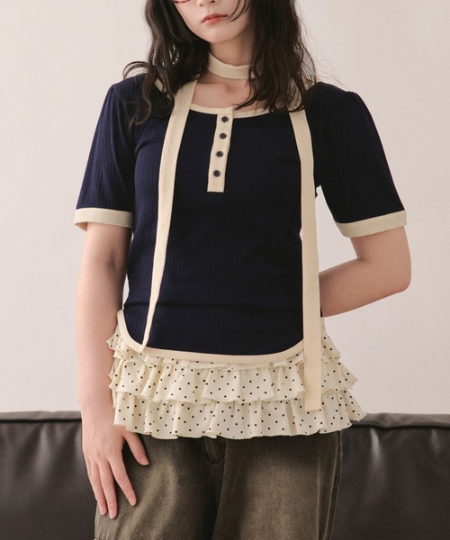 tシャツ henley short sleeve tops / ヘンリーショートスリーブトップス レディースの画像