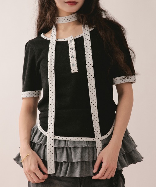 tシャツ henley short sleeve tops / ヘンリーショートスリーブトップス レディースの画像