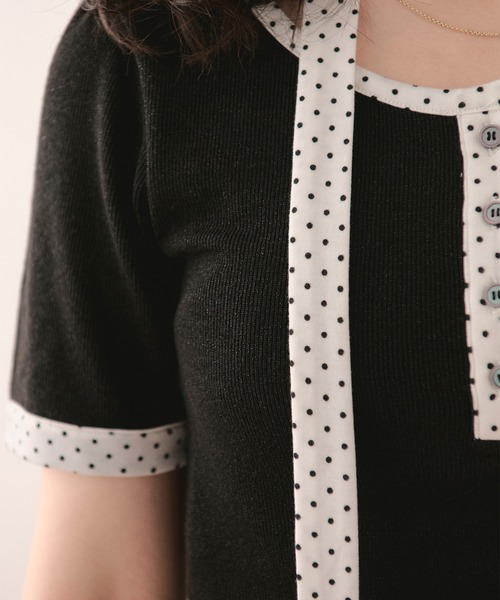 tシャツ henley short sleeve tops / ヘンリーショートスリーブトップス レディースの画像
