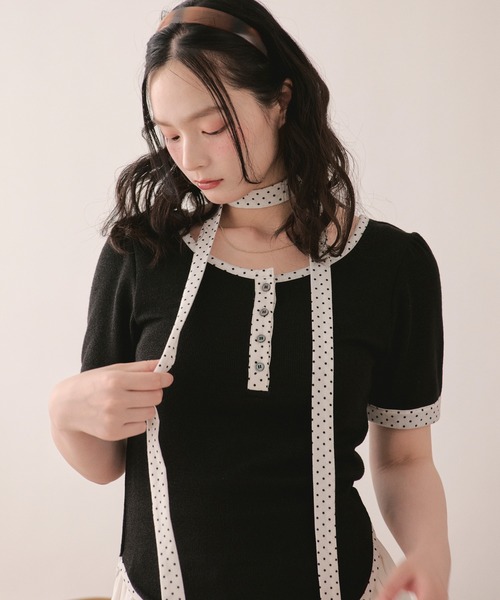 tシャツ henley short sleeve tops / ヘンリーショートスリーブトップス レディースの画像