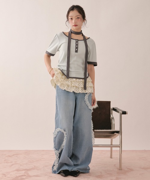 tシャツ henley short sleeve tops / ヘンリーショートスリーブトップス レディースの画像