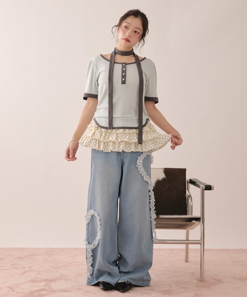 tシャツ henley short sleeve tops / ヘンリーショートスリーブトップス レディースの画像