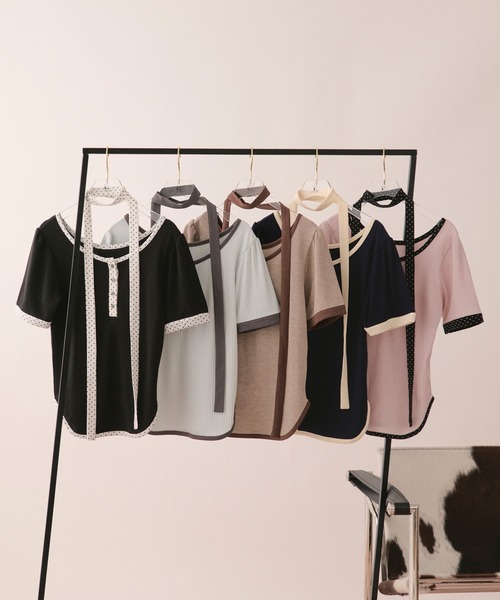 tシャツ henley short sleeve tops / ヘンリーショートスリーブトップス レディースの画像