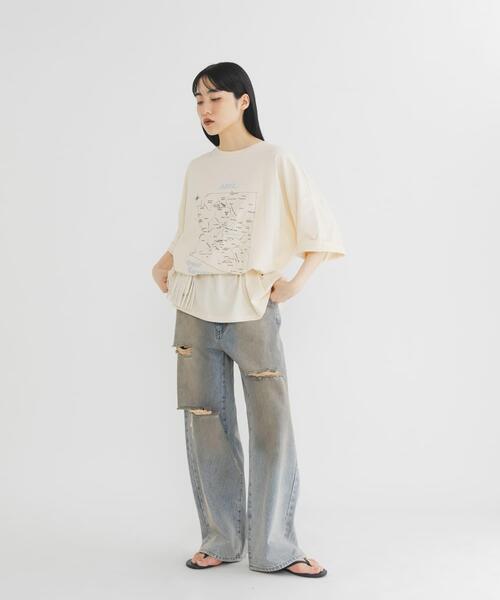 tシャツ オーバーサイズプリントTEE レディースの画像