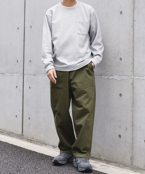 「SHIPS any」 長袖Tシャツ MEDIUM オリーブ メンズ_画像6